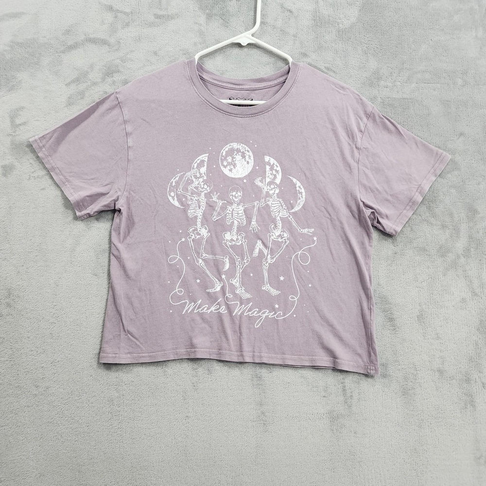 Isaac Morris Shirt Womens S Purple Make Magic Skeleton Moon Witch Skate Crop Tee